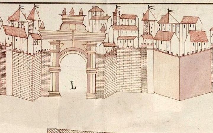 Recreación idealizada de Puerta Nueva en 1772