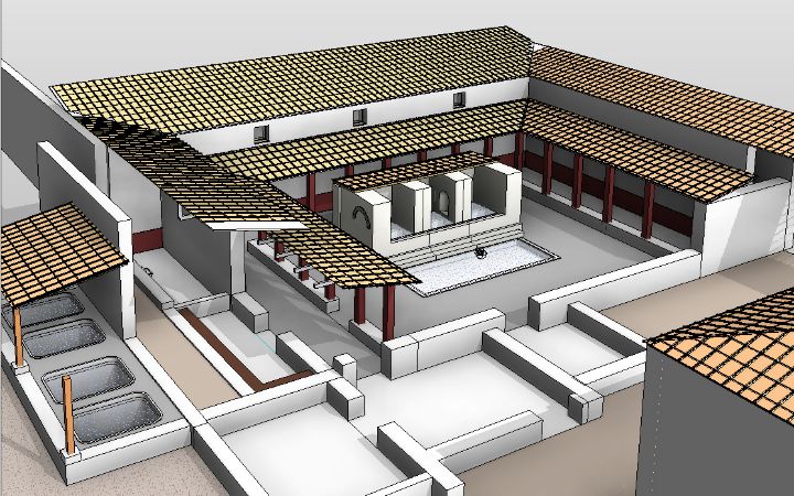 Reconstrucción infográfica de la villa romana