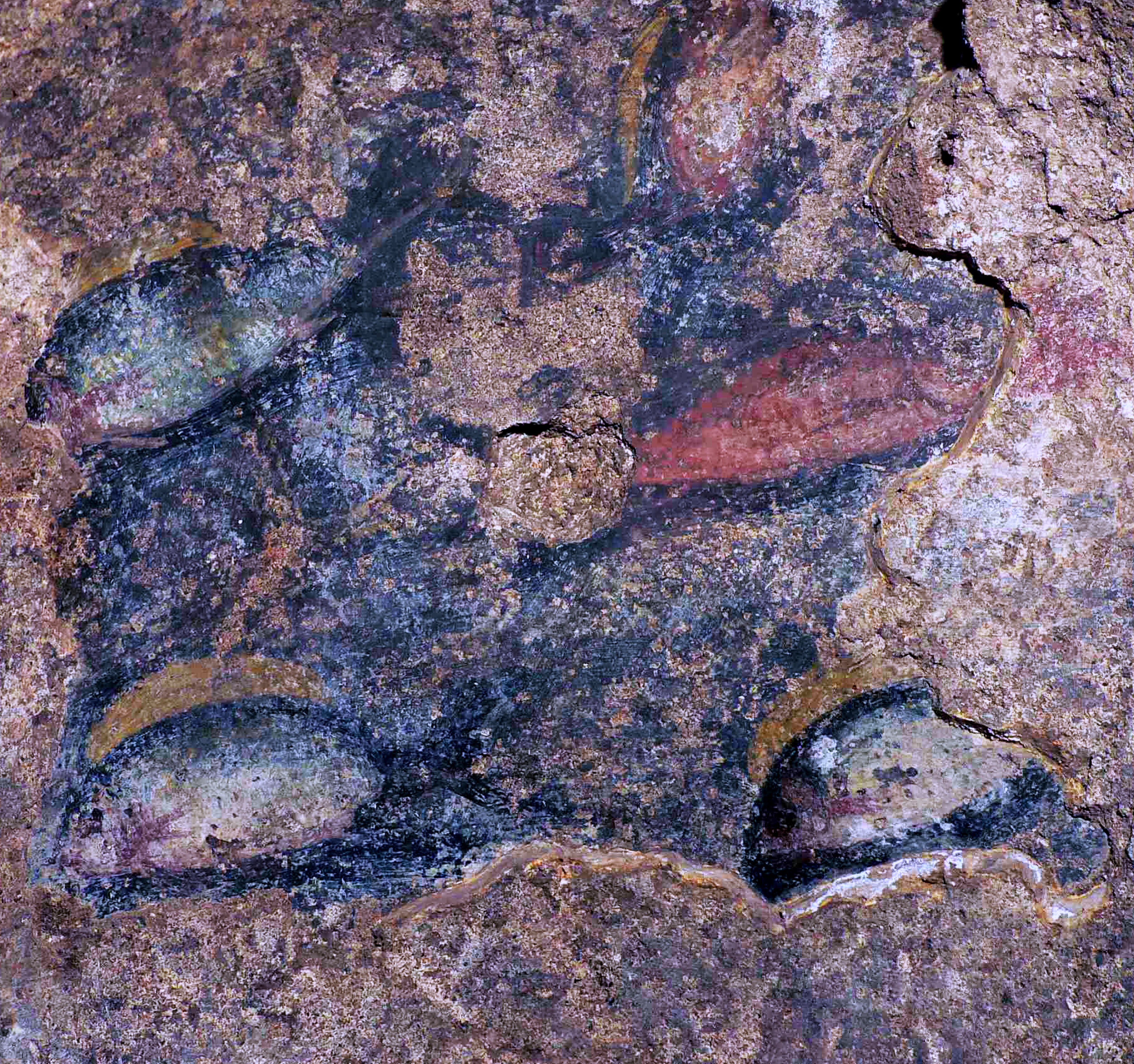 Peces decorativos pintados en la hornacina del ninfeo romano